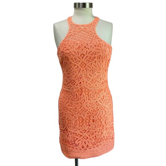 Lilly Pulitzer Neon Orange Crochet Lace Jaimie Shift Sheath Dress Jamie Size S - Picture 1 of 13